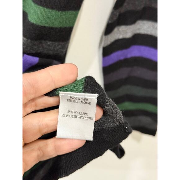 Theory Striped Long Sleeve Scoop Neck Knit Pullover Sweater Multi Women's Size L - Picture 4 of 4